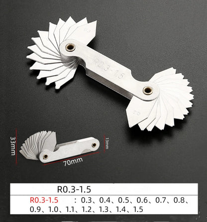 Measuring Tool for Radius Gauge 0.3-7mm High-Precision R-Gauge R7.5-15mm/R15.5-25mm/R25-50mm Arc Radius Measuring Tool Arc Ru