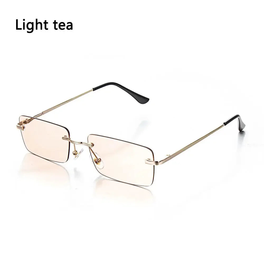 Trendy Punk Sunglasses Rimless Rectangle Sun Glasses for Men Women Fashion UV400 Driving Shades Frameless Gradient Eyewear - 