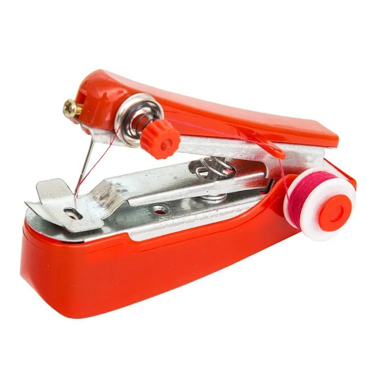 Home handheld portable mini manual sewing machine handheld pocket outdoor travel small sewing machine - Red