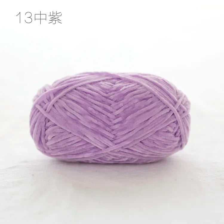 Pear Lustre Chenille Yarn 148Meters/Skein 2mm Thin Pleuche Wool Rope for Hand Crochet Dolls Shoes Materials