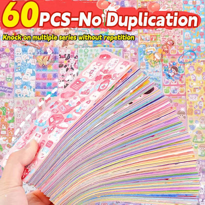 20-200 PCS Goo Card Cute Stickers Kawaii Cartoon Laser Sticker No repeat for Diary DIY School Students Decoration Stationery
