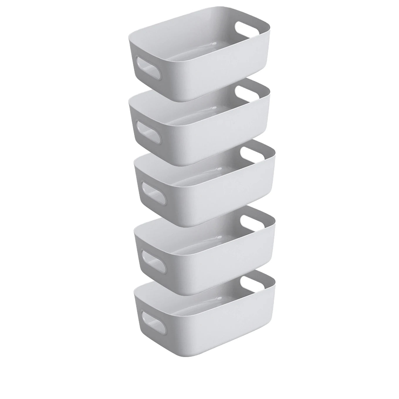 5pcs Stackable Storage Box Set,Rectangular Plastic Organizer Containers,Durable, Reusable,for Kitchen,Bathroom,Dorm Essential