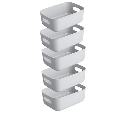 5pcs Stackable Storage Box Set,Rectangular Plastic Organizer Containers,Durable, Reusable,for Kitchen,Bathroom,Dorm Essential