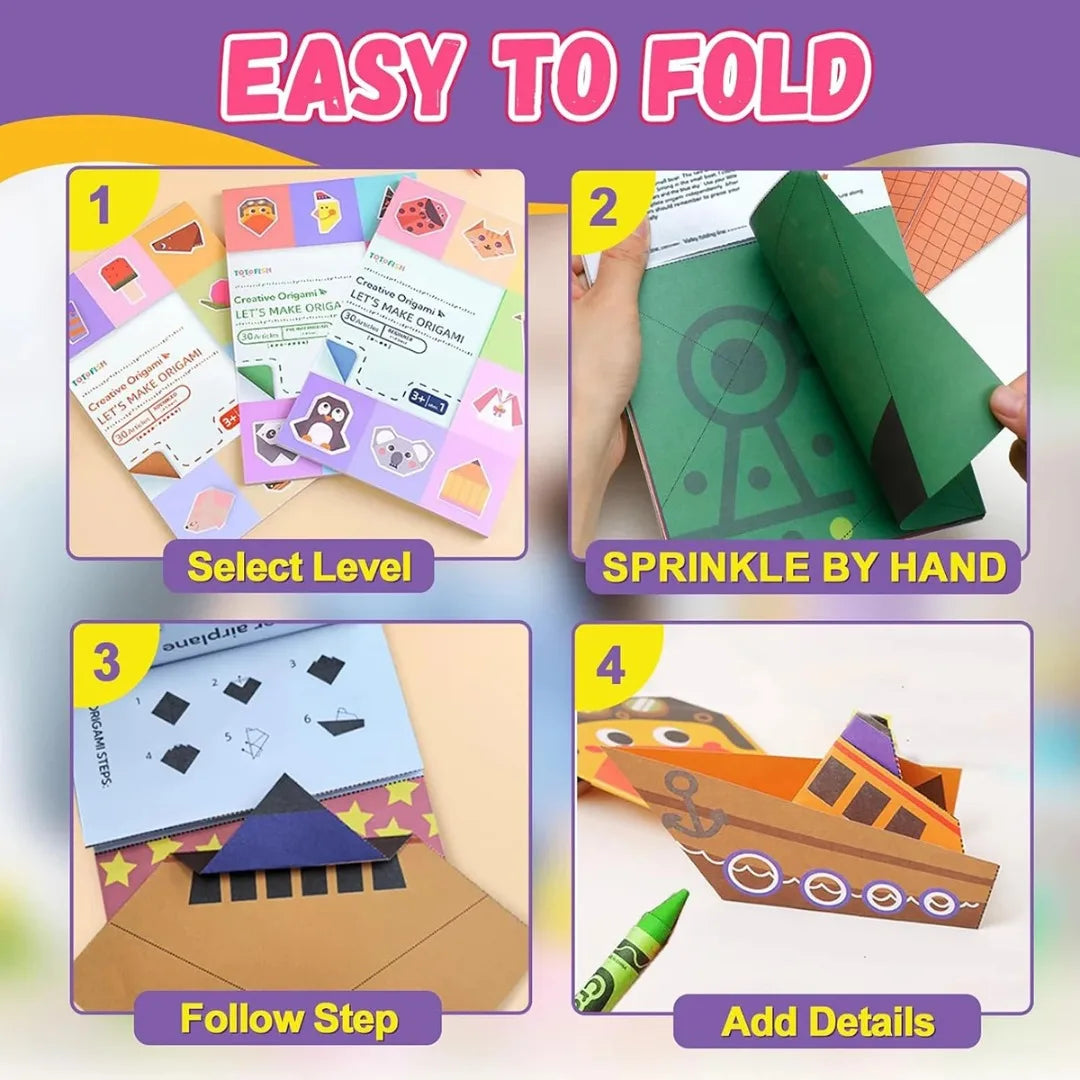 Origami Kit 30 Sheets Origami Paper Craft Guiding Book DIY Art Craft Projects Supplies for Beginners Children Kids Boys Girls