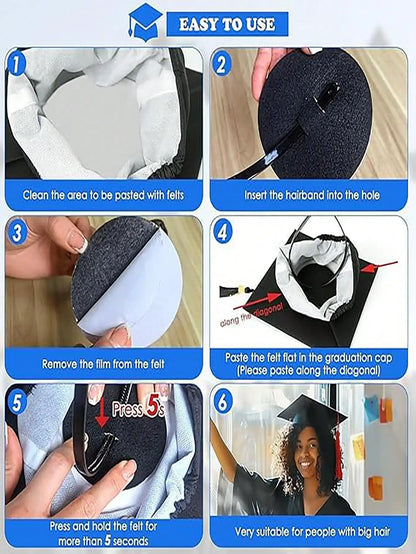 Graduation Hat Headband-Graduation Hat Headband, Firm Slip Graduation Hat Headband, Graduation Hat Accessories Black
