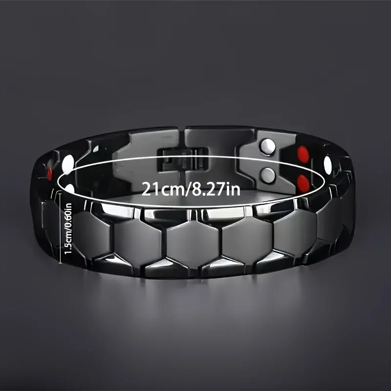 1pc men's magnetic titanium alloy bracelet - Ideal Father's Day gift, detachable hexagonal wide magnetic bead bracelet