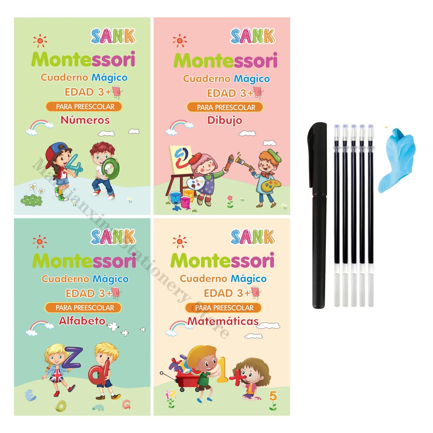4 Books Magic Writing Copybook In Spanish Calligraphy Notebook Montessori Reusable Educational Calligraphic Letter Practice -