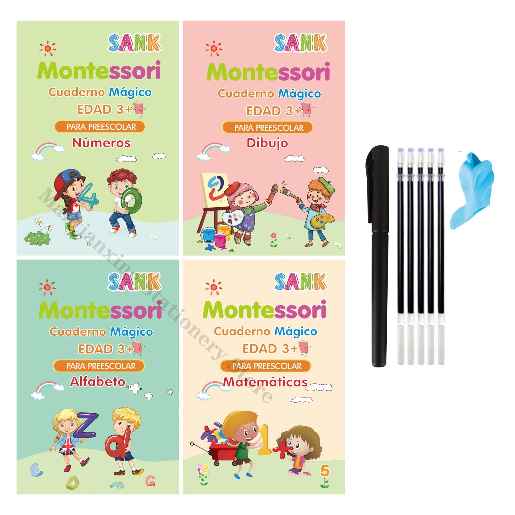 4 Books Magic Writing Copybook In Spanish Calligraphy Notebook Montessori Reusable Educational Calligraphic Letter Practice -
