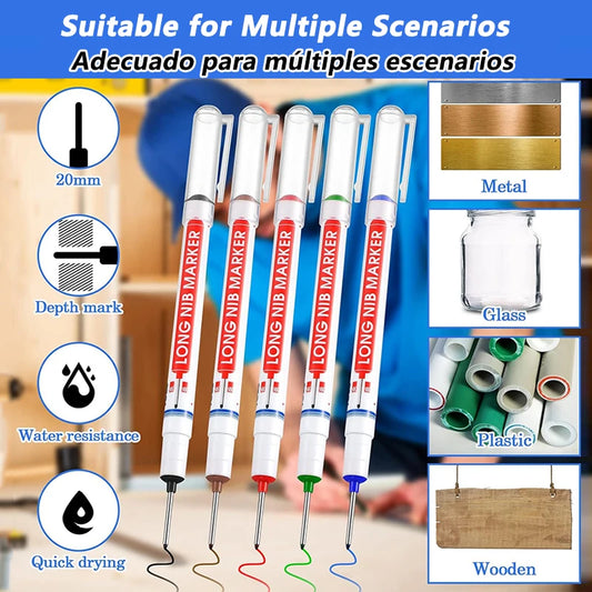 iLMH 4-40Pcs Deep Hole Long Nib Head Marker For Metal Perforating Pen Waterproof Bathroom Woodworking Decor Multi-Purpose Too