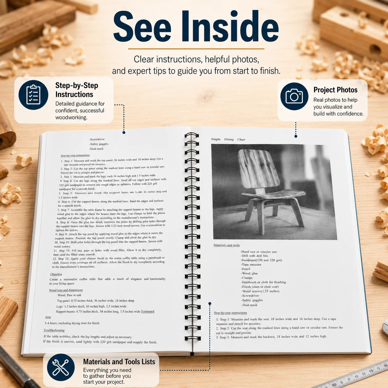 Beginner Woodworking Guide DIY Project Book Step by Step Wood Craft Manual for Adults Home Workshop Learning