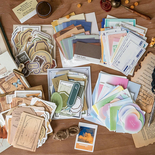 100 pcs Vintage Decorative paper Diy Scrapbooking material Labels paper for Journal notebook Planner hand made Craft Supplies