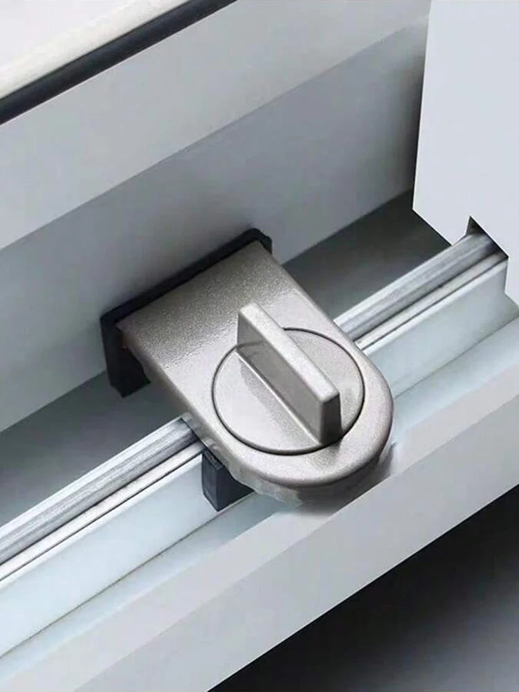 No-Drill Sliding Door Lock, Child Safety Lock for Sliding Windows, High-Rise Anti-Fall Limiter, Anti-Theft Safety Latch - Sil