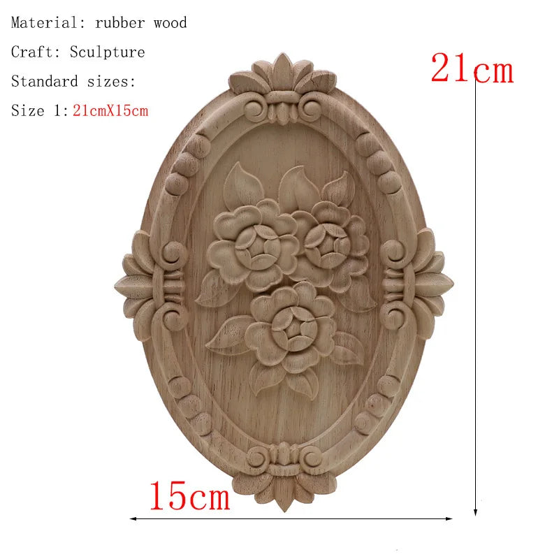 1Pc Unique Natural Floral Wood Carved Wooden Figurines Crafts Corner Appliques Frame Wall Door Furniture Woodcarving Decorati