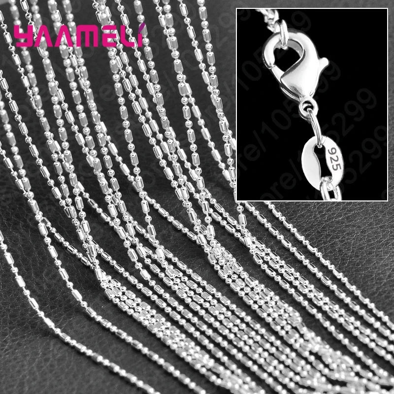 10PCS Pure 925 Sterling Silver Charm Link Chain Necklace Jewelry with Strong Smooth Lobster Clasps 16-30 Inches