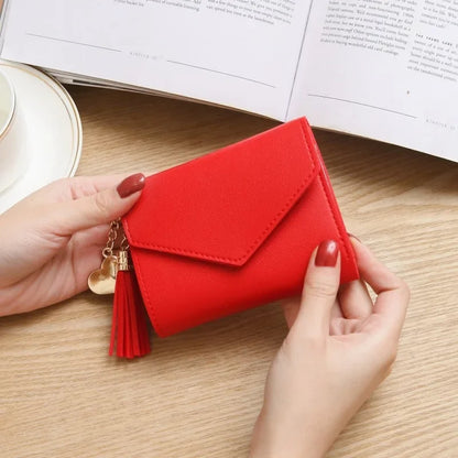 Fashion Short Women Wallets PU Leather Women Luxury Tassels Wallet Hasp Small Wallet Trend Coin Purse Ladies Card Holder Pouc