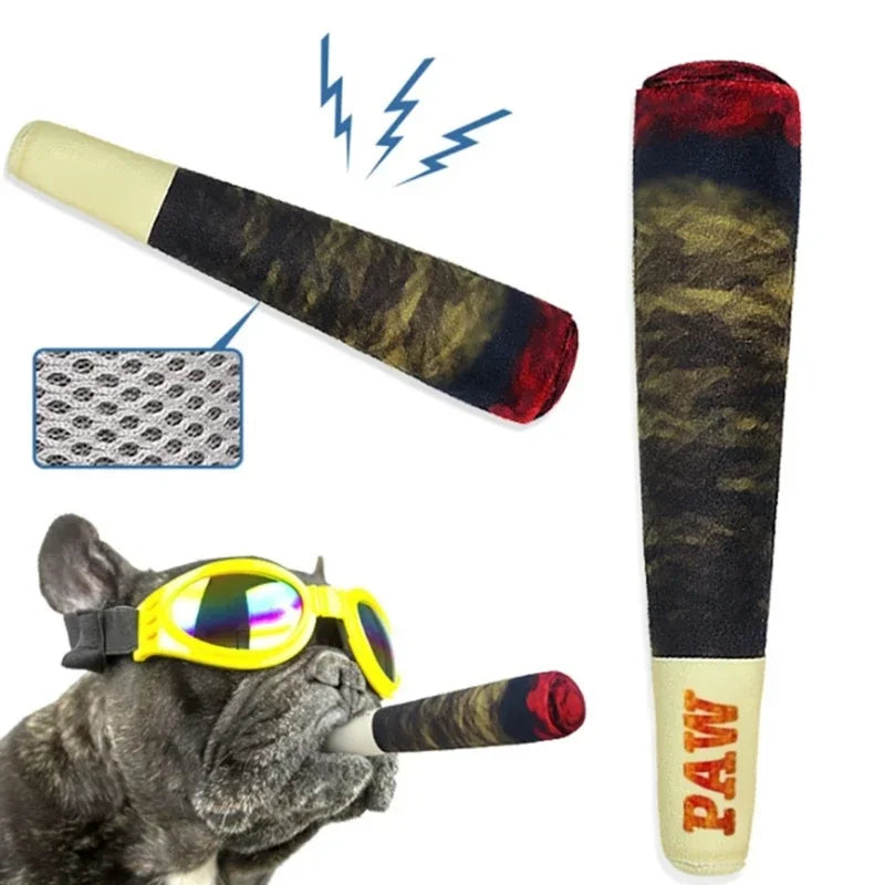 Funny Interactive Dog Toys Cigar Design Plush Squeaky Pet Toys Grinding Teeth Creative Chew Cool Stuffed Gifts for Dog Birthd