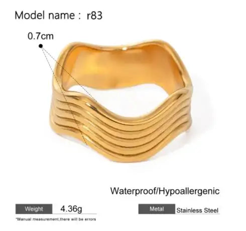 Fashion Simple Stainless Steel Rings For Women Gold Color Smooth Geometric Open Rings Arc Rings Diamonds Jewellery Ring Gift 