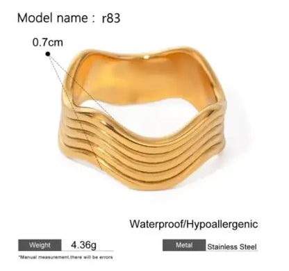 Fashion Simple Stainless Steel Rings For Women Gold Color Smooth Geometric Open Rings Arc Rings Diamonds Jewellery Ring Gift 