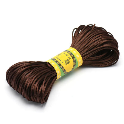 20M 1.5mm Satin Nylon Trim Cord, Rattail Cord Chinese Knot - Deep Brown