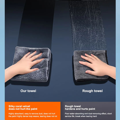 SEAMETAL 40X100CM Car Wash Towel Coral Velvet Microfiber Clean Cloth No Hemming Thickened Soft High Absorbent Car Washing Tow