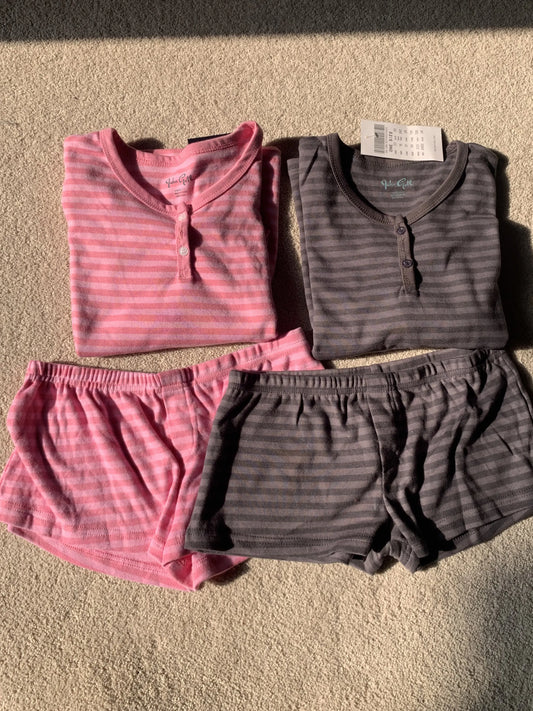Pink Striped Long Sleeve T-shirt Shorts Set Woman Buttons Slim Tees+Elastic Straight Short Pant Cotton Home Pajama 2 Piece Se