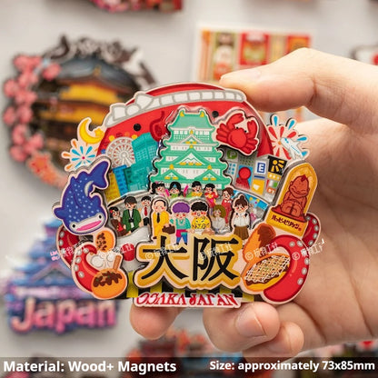 Japanese Travel Souvenir Fridge Magnet City Tourist Attraction Home Decor Basswood Resin Stickers Creative Gifts from Japan -