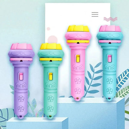 10 Cards Cartoon Projection Flashlight 80 Patterns Creative Children Flashlight Toy Projector Baby Toys Bedtime Story Book To