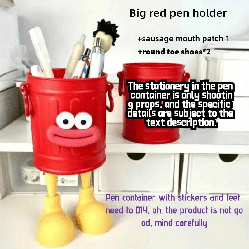 1pc Cartoon Personality Pen Holder Set, Desktop Organizer Bucket, Ideal Gift for Home and Study Stationery Storage - 1Pc C