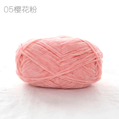 Pear Lustre Chenille Yarn 148Meters/Skein 2mm Thin Pleuche Wool Rope for Hand Crochet Dolls Shoes Materials - 05 Cherry bloss