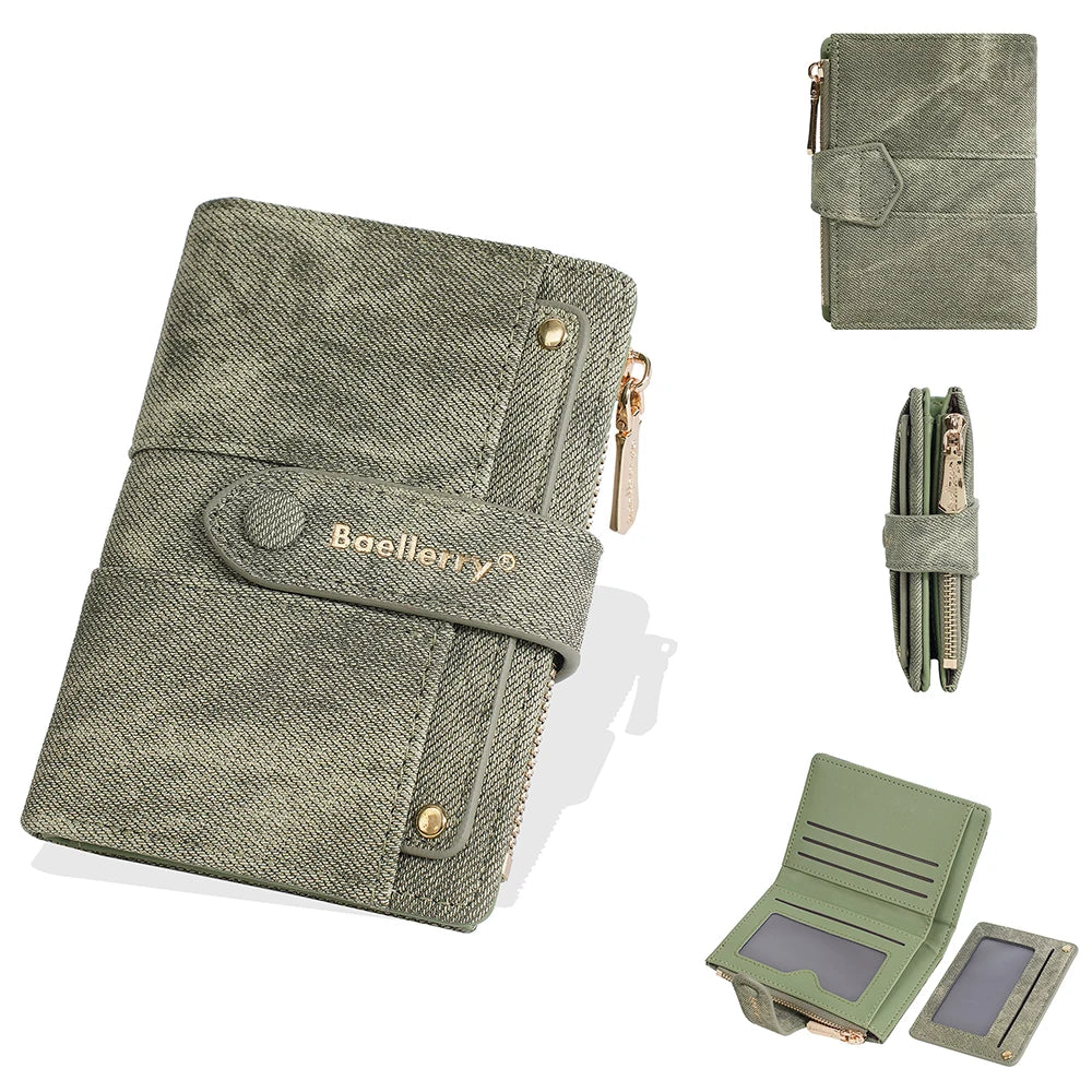 Baellerry New Fashion Women Short Wallets Zipper Coin Bags Top Quality Female Purse Coin Pocket Women's Detachable Card Clip 