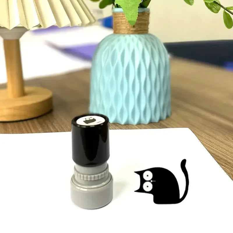 1pc 4 Styles Cute Cartoon Stamps Lovely Small Black Cat Stamp DIY Scrapbooking Decoration Diary Collage Stationery - Style4