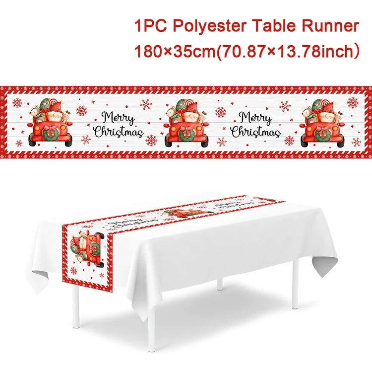 Christmas Table Runner Merry Christmas Decoration for Home Xmas Party Decor 2025 Navidad Notal Noel Ornament Happy New Year 2