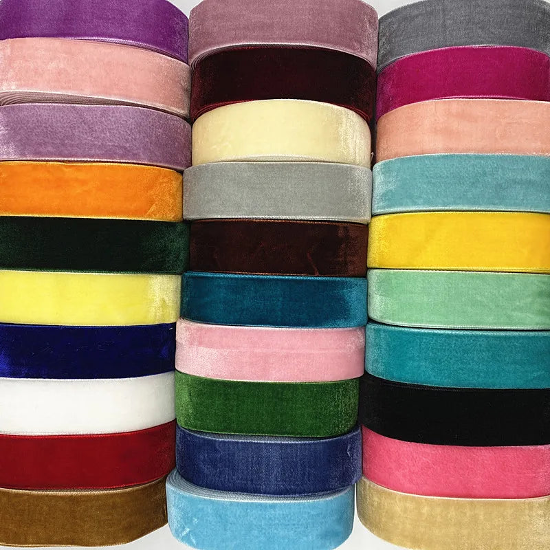 New 6-38mm Colour Single Face Line Velvet Ribbon for Bowknot Christmas Ribbon Party Decorations