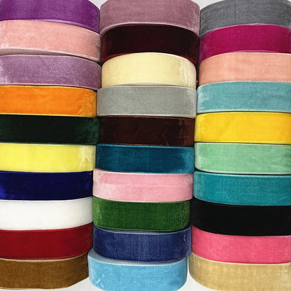 New 6-38mm Colour Single Face Line Velvet Ribbon for Bowknot Christmas Ribbon Party Decorations