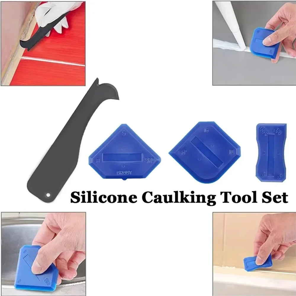 Silicone Caulking Tool | 5-in-1 Sealant Finishing Tool | Caulk Remover Glass Glue Angle Scraper for Bathroom, Kitchen, Floor