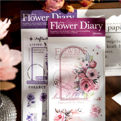 Journal GO 6pcs Flower Shadow Decorative Sticker Fresh Plant Flowers Collage Scrapbooking Label Diy Diary Journal Planner Lab