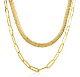 Stainless Steel Vintage Textured Delicate Necklace - C45 Gold