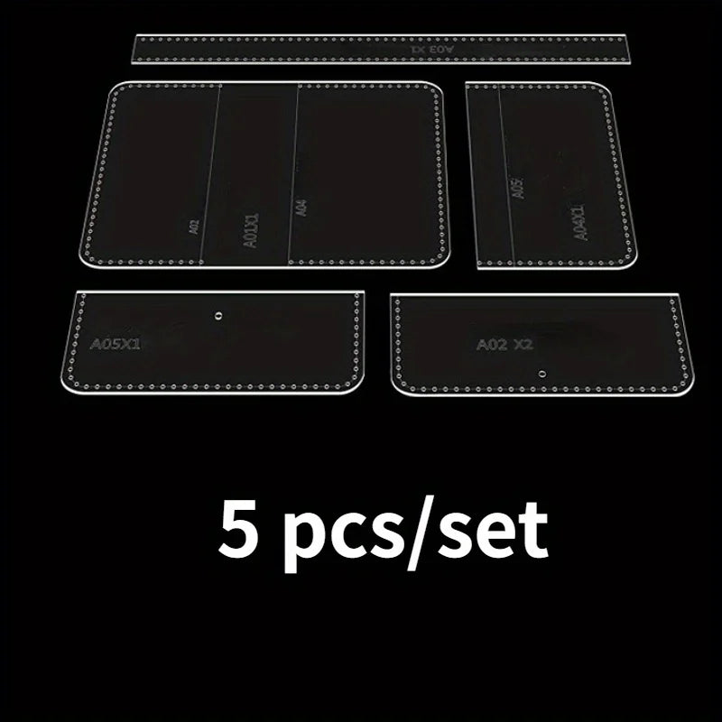5Pcs/Set Transparent Acrylic Wallet & Card Bag Template DIY Leather Craft Making Tool Stencil