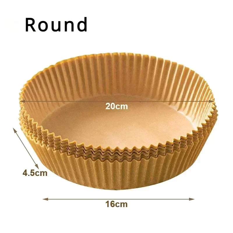 100 Air Friyer Liners Paper Square Round Parchment Disposable Paper Liner for Air Fryer Roasting Non-Stick Baking Accessories