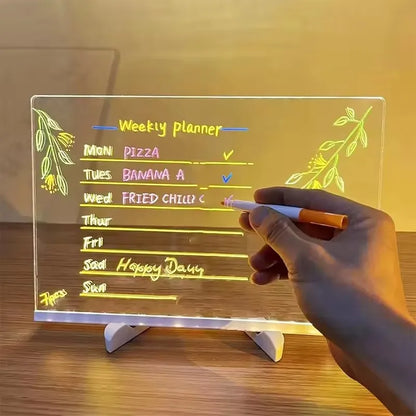 LED Light-Up Acrylic Message Board Erasable USB Drawing Board Birthday Gift Bar Advertising for Creative Activities with Stan