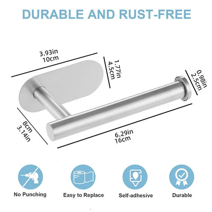Adhesive Toilet Paper Holder Stainless Steel Tissue Hanger Waterproof Toilet Paper Stand Bathroom Accessories Paper Towels Ho