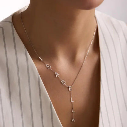 Custom Lariat Name Necklace Personalized Y Necklace Dainty Drop Name Jewelry Initials Necklace for Women Unique Gift for Her