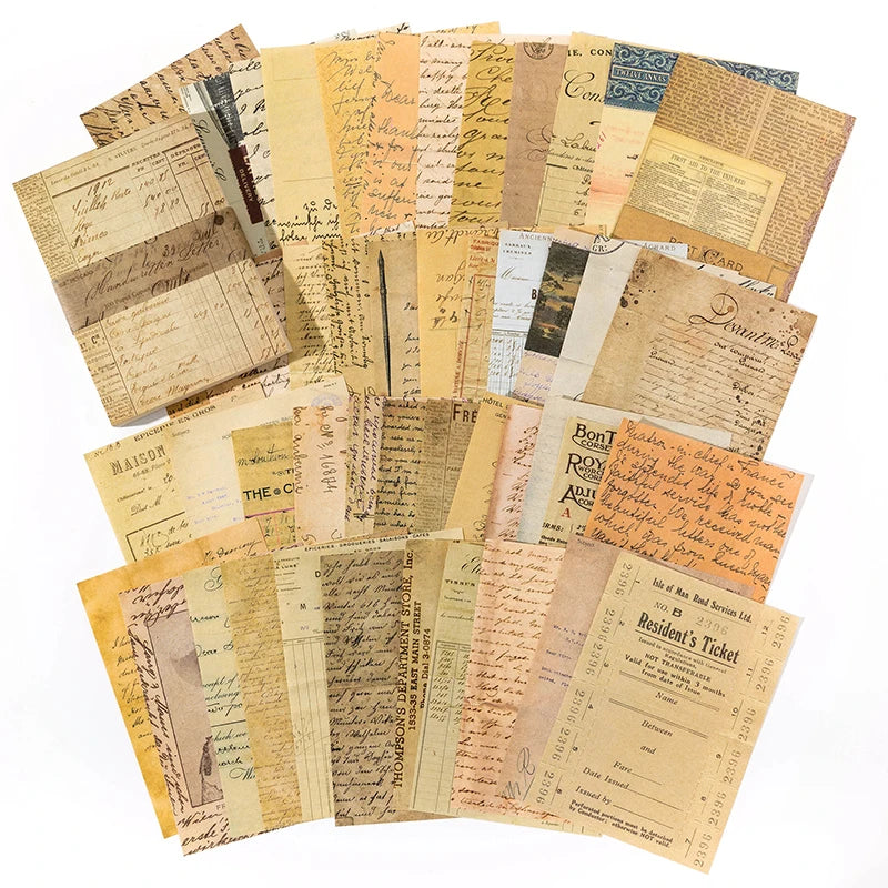 100 pcs Vintage material Diary Album background paper DIY decoration colored paper Scrapbooking Junk Journal Stationery Suppl