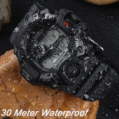 Fashion Men's Watch Sports Electronic Wristwatch Large dial Multifunctional Waterproof Luminous Alarm Kids Male's Military Wa