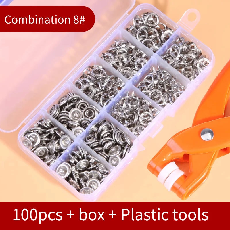 Snap Button Kit With Hand Pressure Pliers 50pcs 100pcs Snaps , Metal Snaps For Sewing, Sewing Snaps For DIY Crafts Clothes Ha