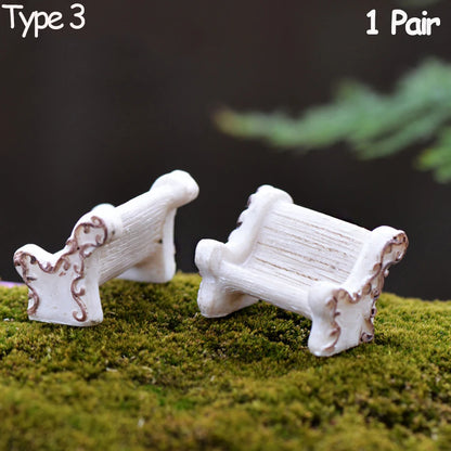 3pcs Table Chairs Miniature Set Mini Fairy Garden Furniture Ornaments Kit for Dollhouse Accessories Home Micro Landscape - St