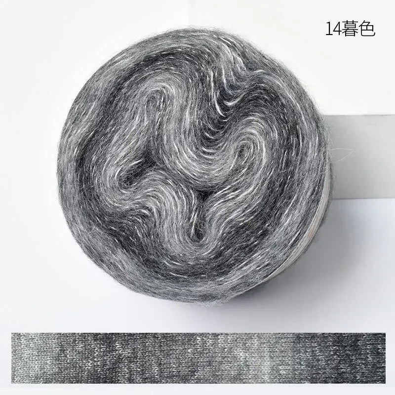 Crochet Yarn, 250M Gradient Colorful Mohair, Soft Velvet Cotton Blend, DIY Knitting Supplies, Hand Knitting Thread, Crochetin