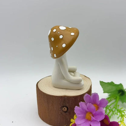 Cute Meditation Yoga Mushroom Desktop Ornaments Resin Craft Decors Home Living Room Decorations Garden Courtyard Creative Orn