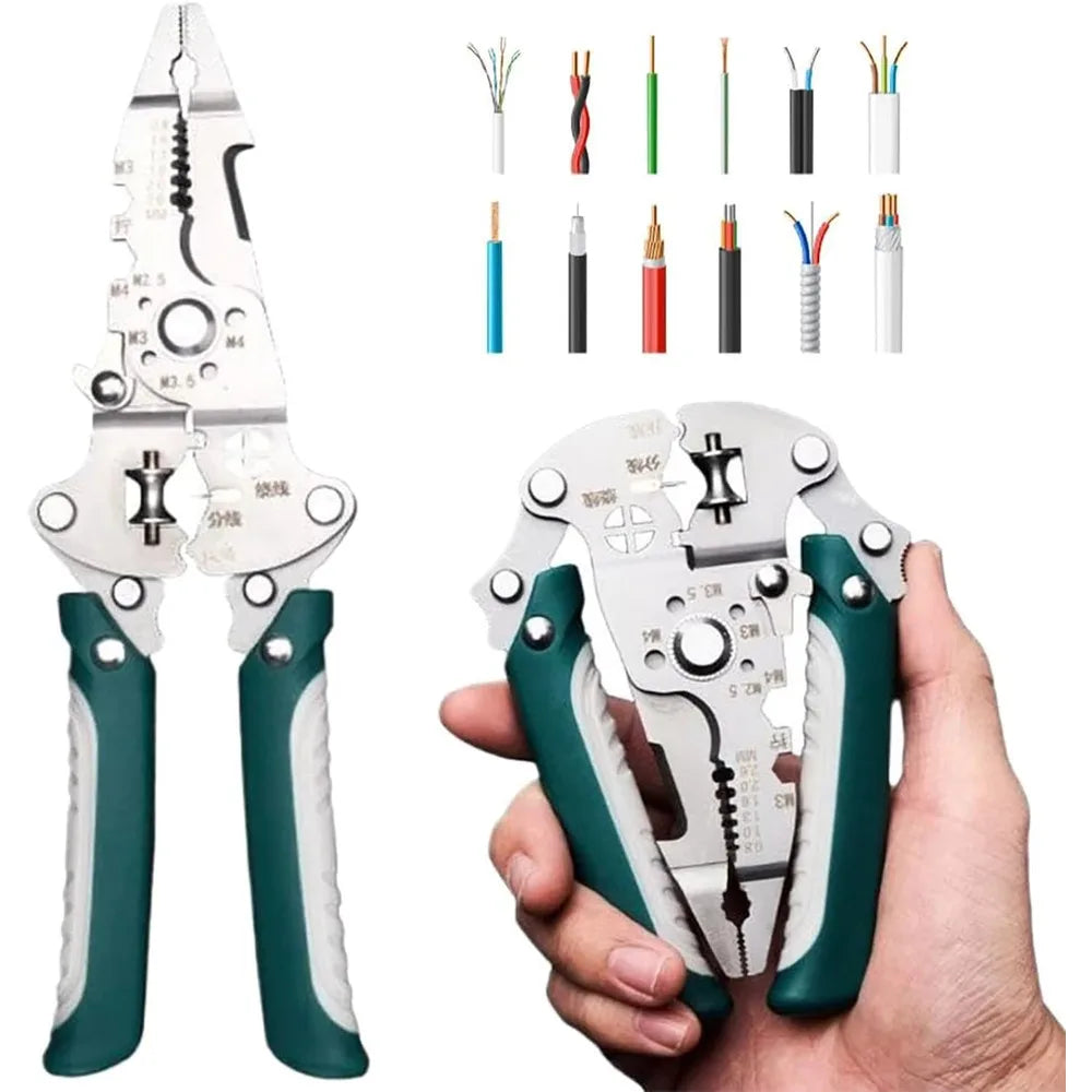 Foldable 18-in-1 Wire Stripping Pliers Crimping Tool - Multifunctional Electrician Pliers, Professional-Grade Electrician Too