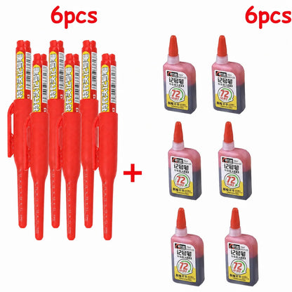 1-6Pcs 45mm Waterproof Long Head Nib Deep Hole Markers Pen Tile Carpenter Pen Multi-purpose for Woodworking Black/Blue/Red In
